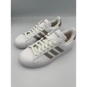 Adidas Grand Court 2.0 White & Platinum Metallic Size W 6.5